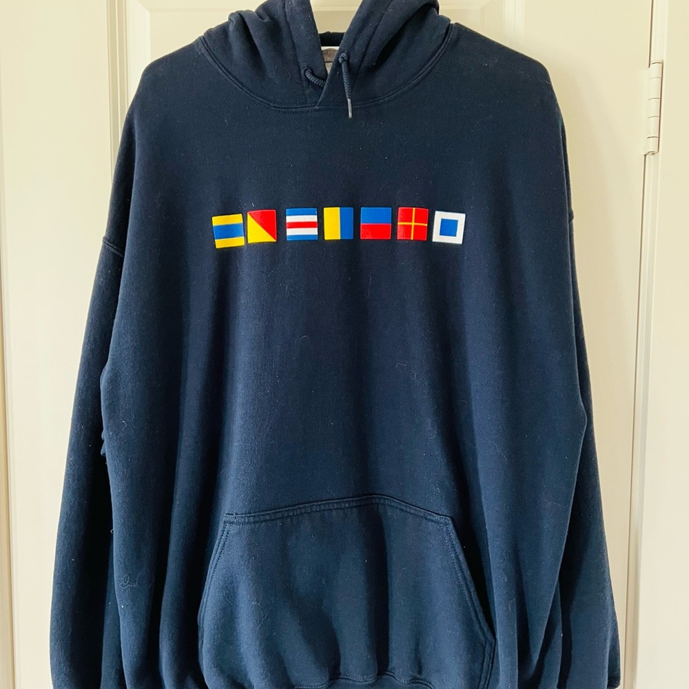 Gildan Navy Blue Dickers Waterside Graphic Hoodie Sweatshirt